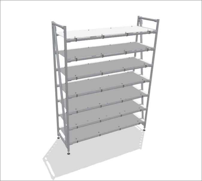 Tall warehouse rack based on Profile Tube System D30