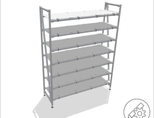 Tall warehouse rack based on Profile Tube System D30