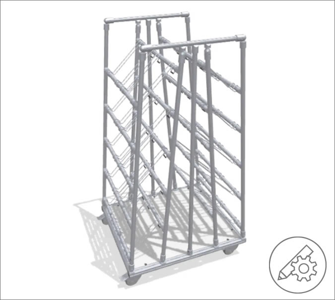 Two-sided material supply rack for small parts