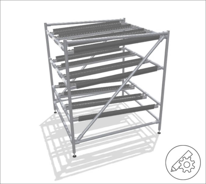 FIFO rack based on the Profile Tube System D30