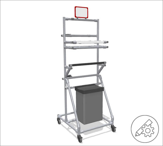 Lightweight and compact cleaning trolley with 5S features