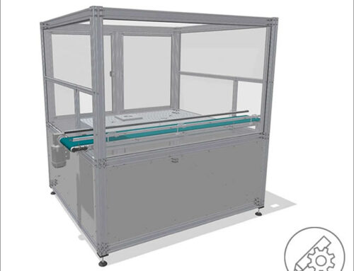 Robot enclosure with conveyor belt